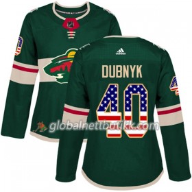 Minnesota Wild Hockeydrakt Devan Dubnyk 40 2017-2018 USA Flag Fashion Grønn Adidas Authentic - Dame